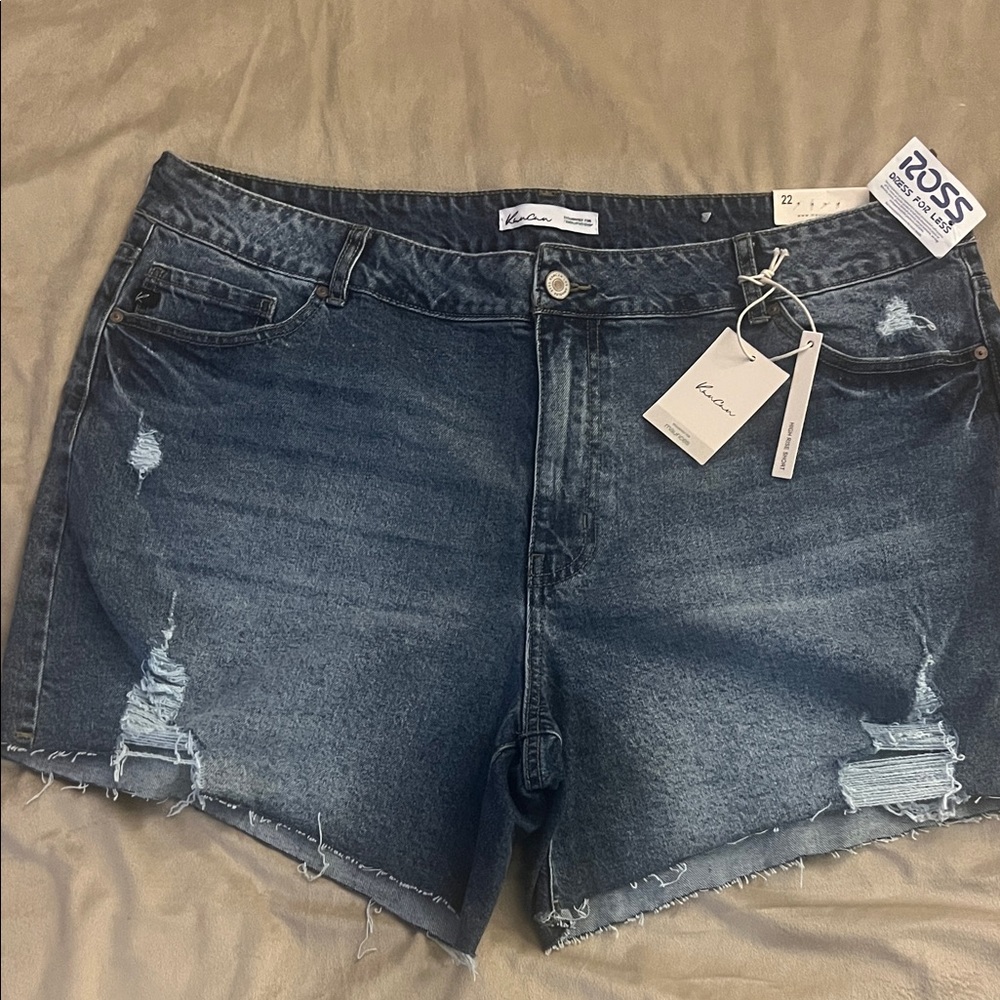 Maurices Dark Blue Distressed Denim Shorts